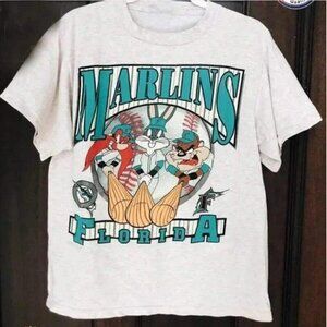 MLB Florida Marlins Looney Tunes 13 Parent Fan Outfit Streetwear T-Shirt 165